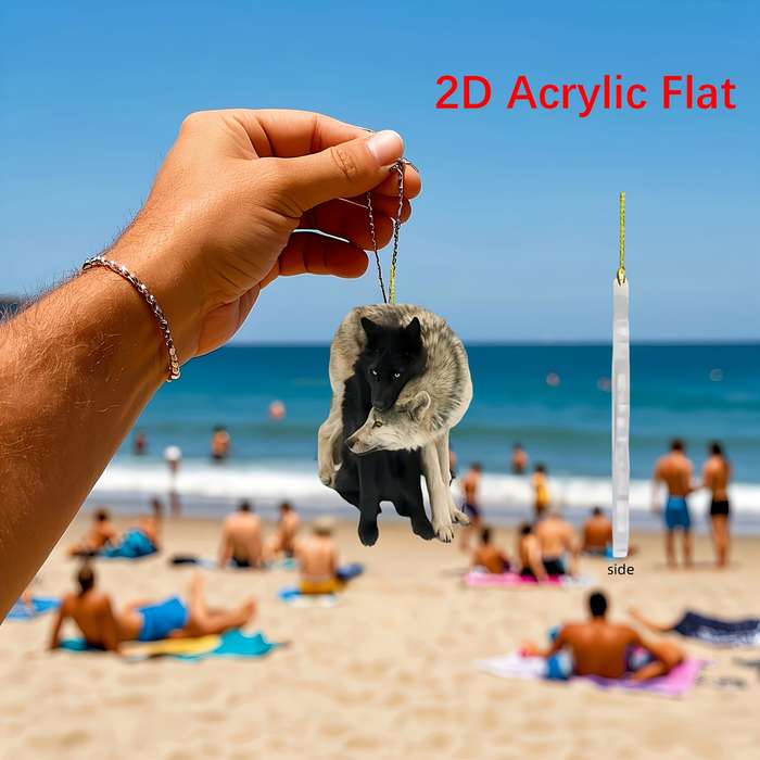 1pc 2D Flat  s Two Wolves in Different Colors  Acrylic Plane Pendant Home Garden Tre