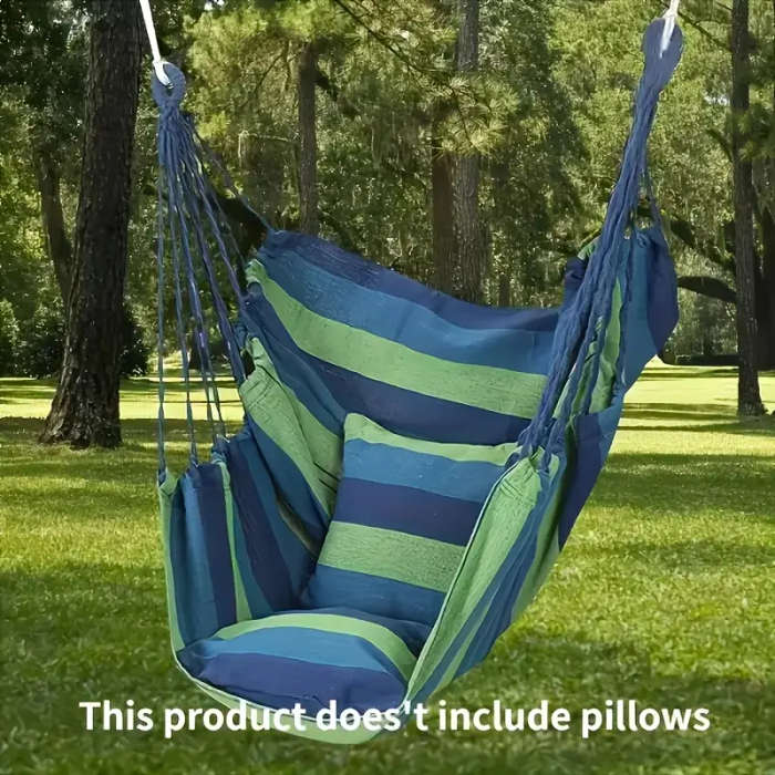 Casual Fabric Striped Hanging Chair, Portable Swing Hammock Durable Seat for Outdoor Travel Camping