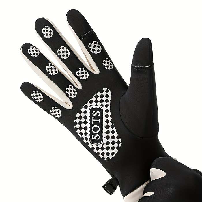 1 Pair Grey Warm Gloves