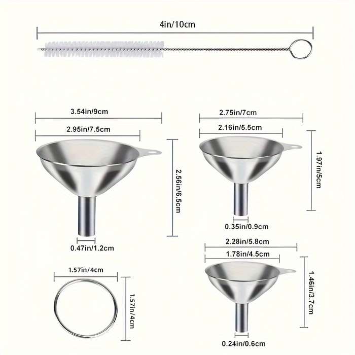 3pcs Stainless Steel Multi-Purpose Funnel Set Heat Resistant Super Versatile for Pouring And