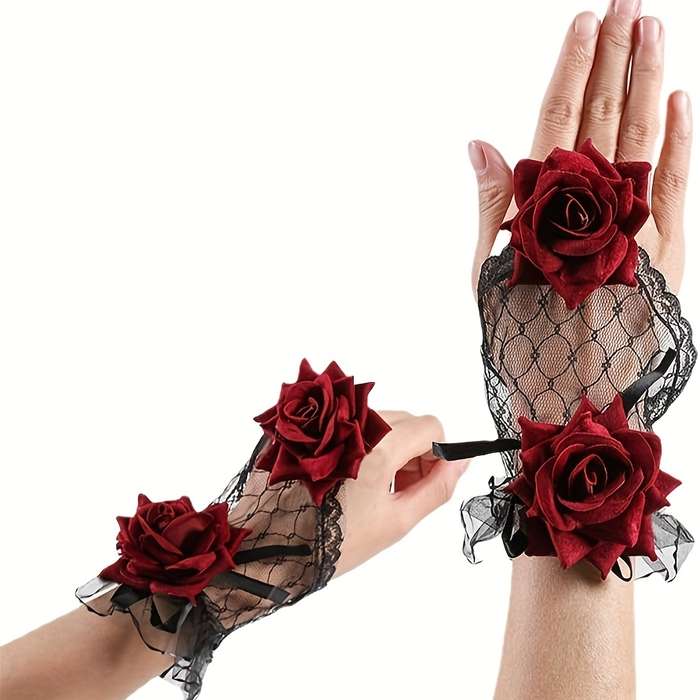 1 Pair One Size Fingerless Fishnet Gloves