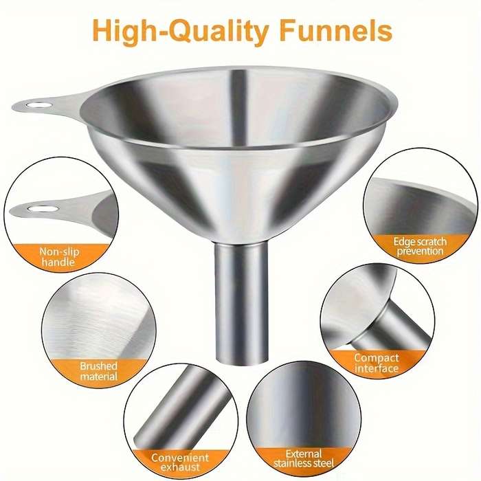 3pcs Stainless Steel Multi-Purpose Funnel Set Heat Resistant Super Versatile for Pouring And