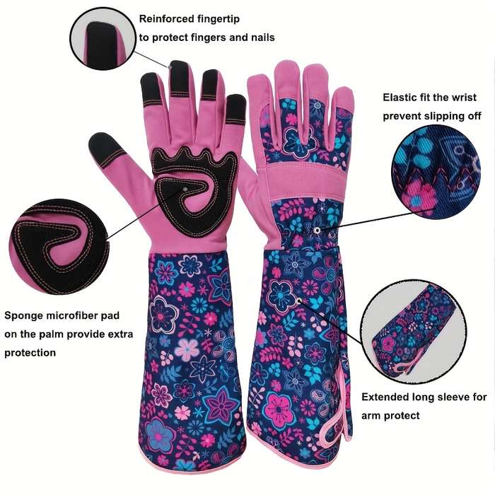 1 Pair Floral Charm Size L Multi Purpose Work Gloves
