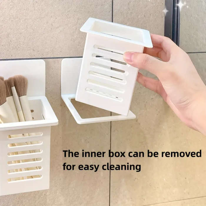 1pc Unfinished Plastic Wall-Mounted Bathroom Organizer 1-Shelf Hanging Shelf for Toothbrush Toothpas