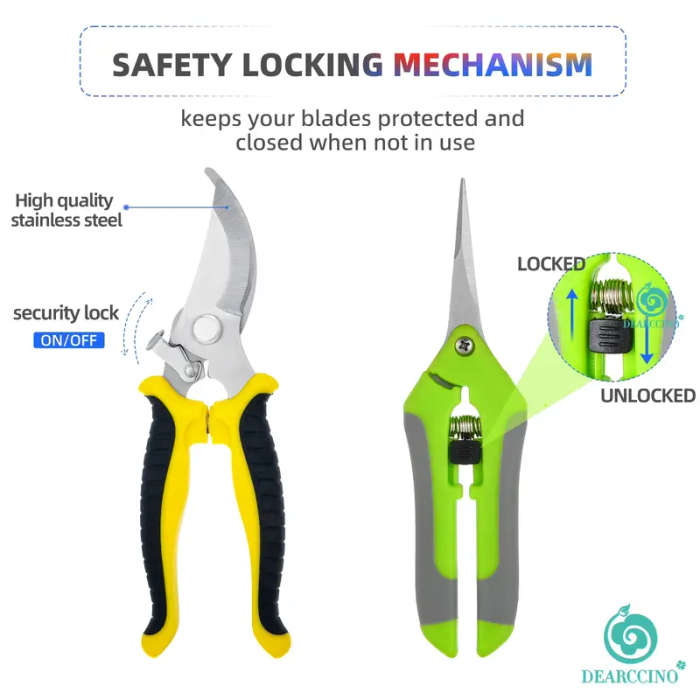 3Pack Stainless Steel Garden Pruning Shears Modern Metal Gardening Scissors Durable Trimming