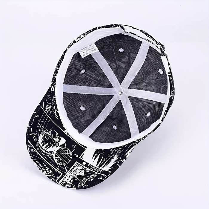 1pc Trendy Men's Graffiti Baseball Cap Black White Abstract Design Lightweight Sun Protect