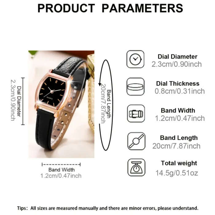 Ladies Watch 5pcs/Set Women Brown PU Strap Casual Quartz Watch And Heart Necklace Earings Bracelet J