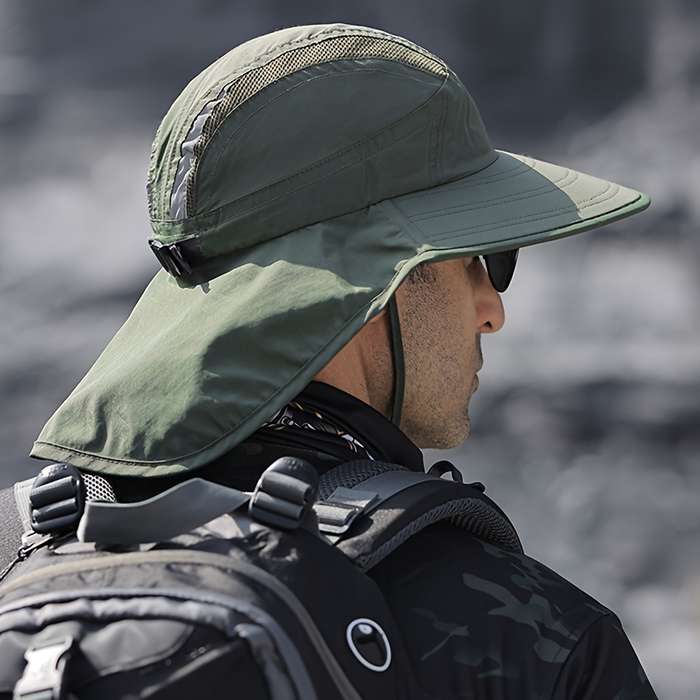 1pc Unisex Sun Protection Hat Summer Hiking Face-Covering Bucket Hat Wide Brim UV Protection Cap