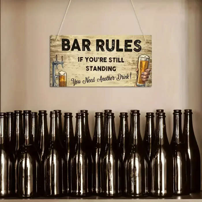 1pc Classic Wooden Plaque Wall Art Versatile Decor for Home Restaurant Bar Cafe Easy Hang
