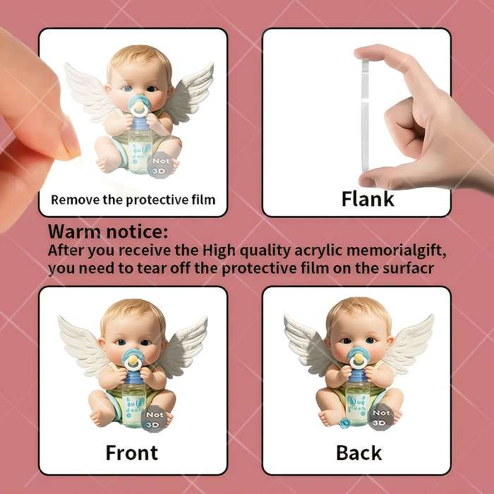 1pc 2D Flat   Angel Youngsters Acrylic Pendant Cute Car Mirror Charm Keychain 5.08cm Flat De