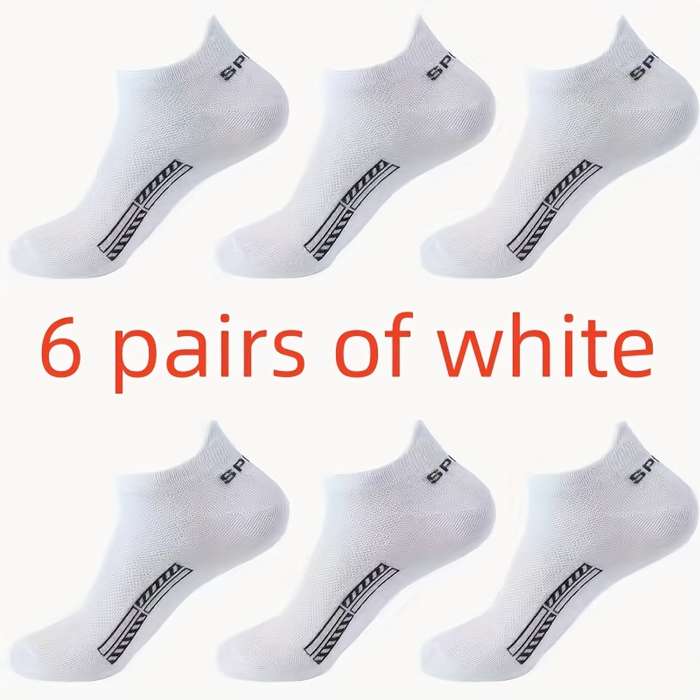 6 Pairs Of White One Size High Elastic Socks
