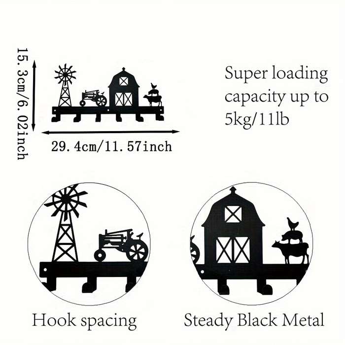 1pc Metal Wall Hanging Storage Row Rack With Hooks Durable Coat Holder For Keys Hats Household S
