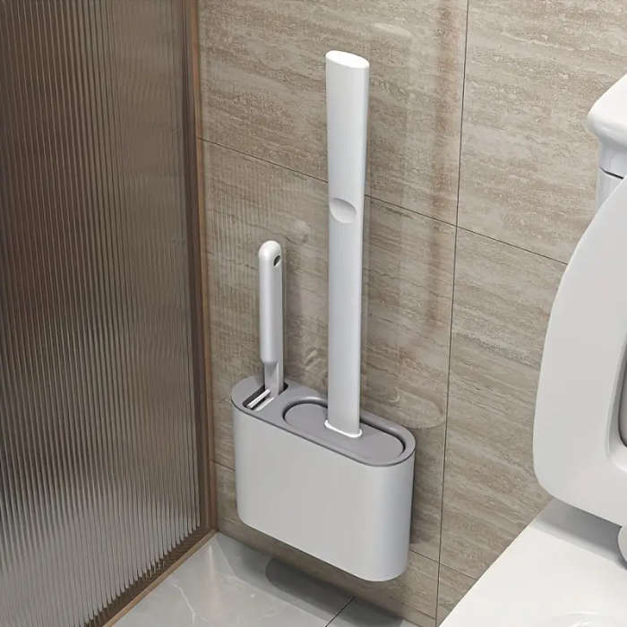 1 Set Of 2 Toilet Brushes And 1 Toilet Seat Wall-Mounted Toilet Brush Silicone Soft Toilet Brush Hea