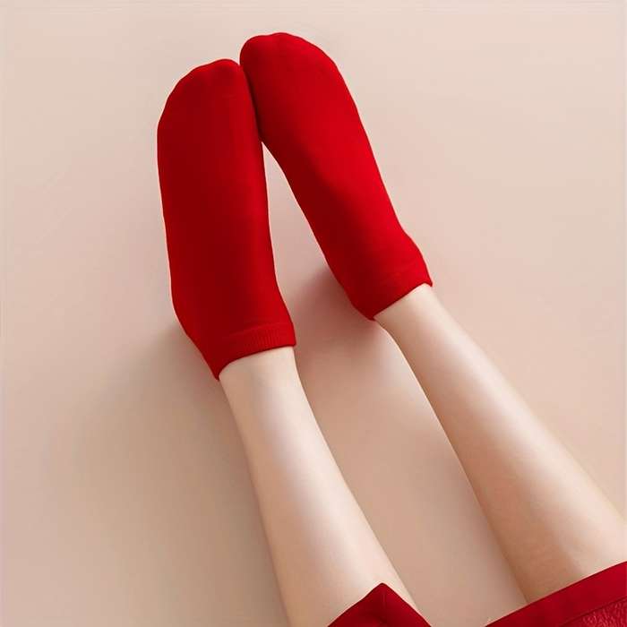 5 Pairs Red One Size High Elastic Socks