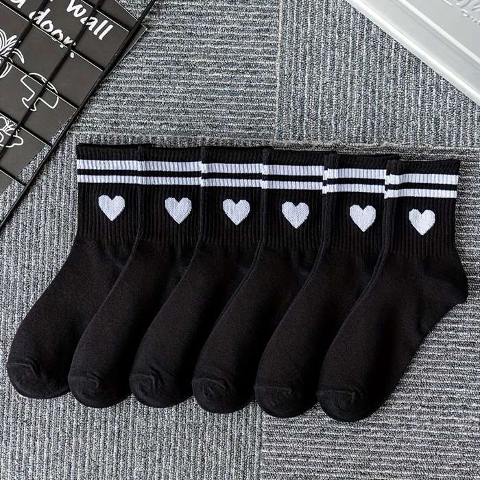6 Pairs Black One Size High Elastic Socks