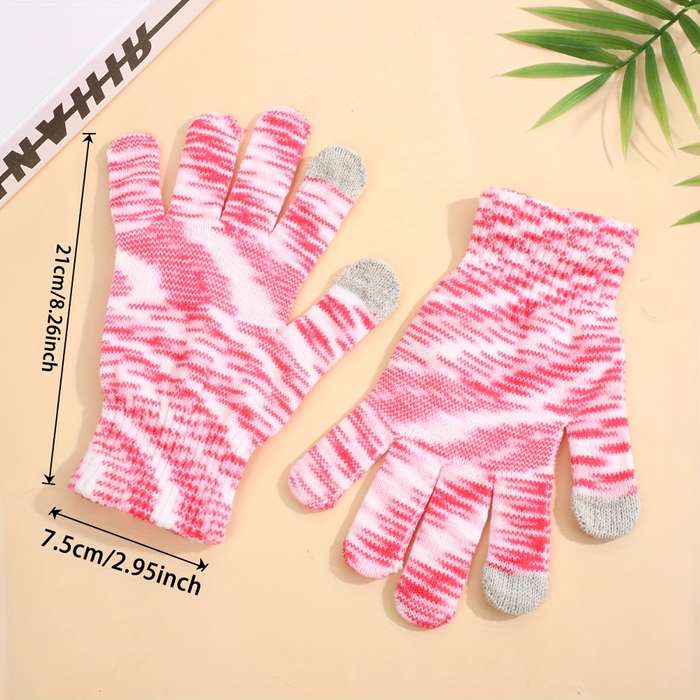 1 Pair Rose Red Color Warm Gloves