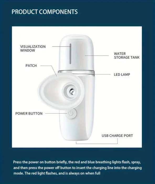 cloud prime usb rechargeable   moisturizer portable spray atomizer for     50 hydrating mist capsules formaldehyde free ideal for   types Product details 4