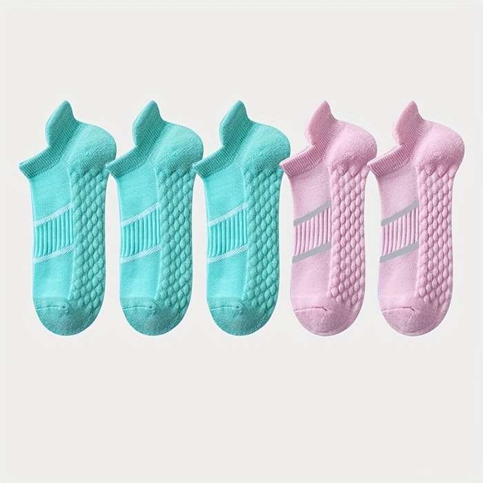 5 Pairs Mint Green And Pink One Size High Elastic Socks