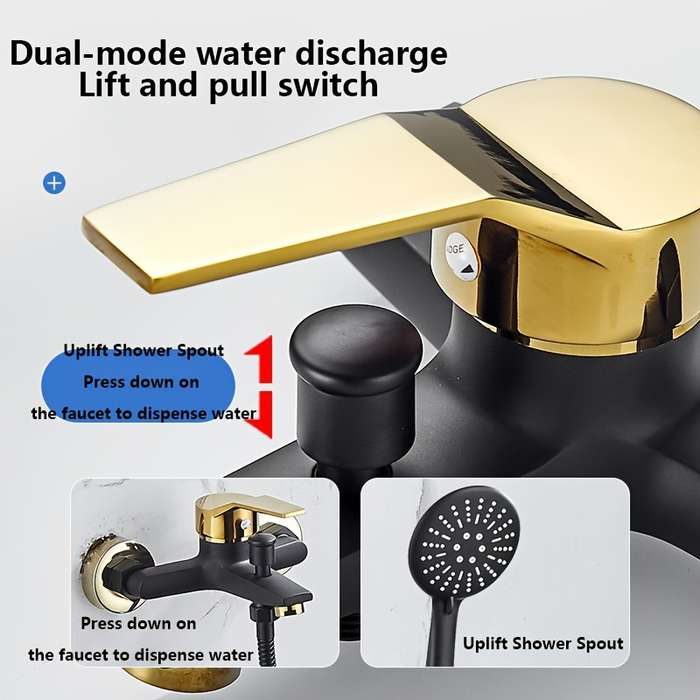 1PC Black Golden Bathtub Faucet