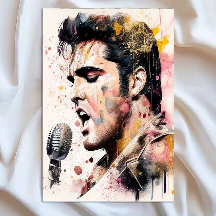 1pc  Frameless Elvis Presley Watercolor Canvas Wall Art Poster 30.48x45.72 cm Vibrant Colors