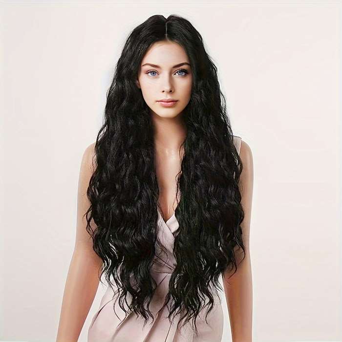 1Pc Black 60.96cm Fashion Design Wig