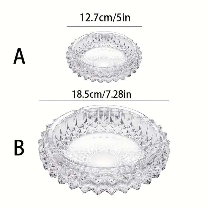 1pc Elegant Mesh Texture Crystal Ashtray Heavy-Duty Glass Cigarette Holder with Intricate Geometr