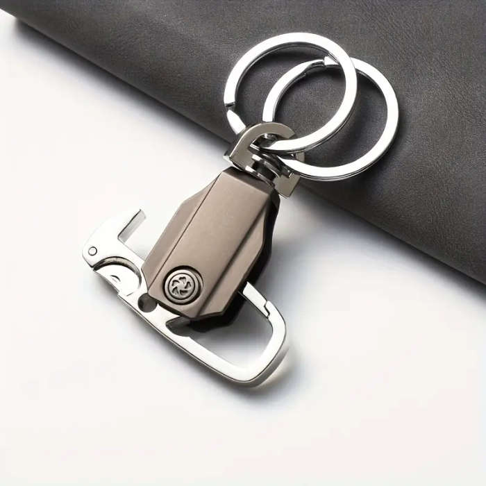 1pc Stainless Steel Carabiner Keychain with Polyester Fiber Durable Key Ring for Men and Women Foldi