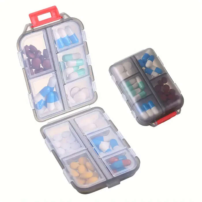 1pc Travel Pill Storage - 10-Compartment Pill Box Compact And Portable Pill Box Pill Holder