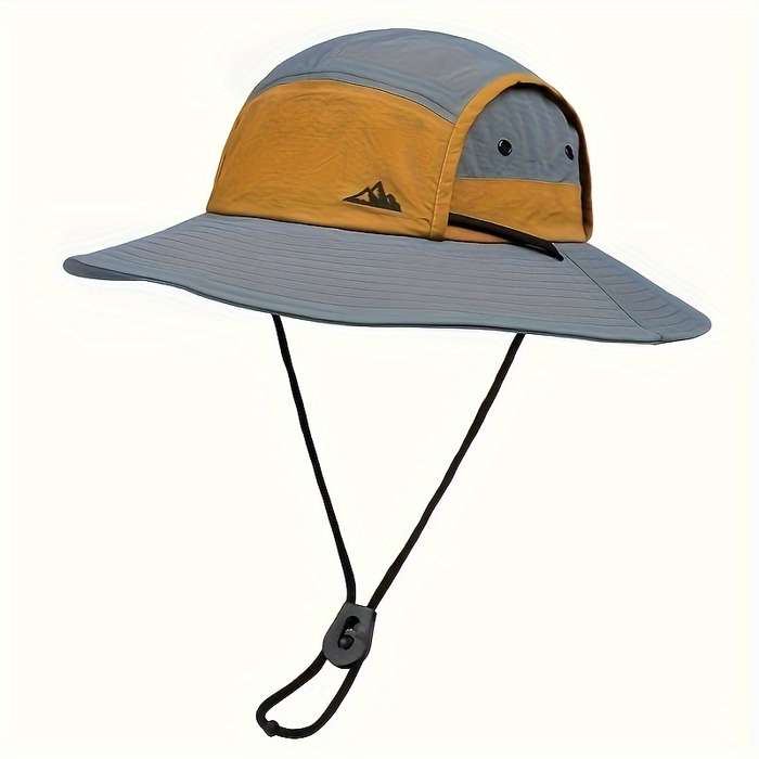 1pc Breathable Quick-Dry Sun Hat with Wide Brim UV Protection Color Block Design for Outdoor Hiki