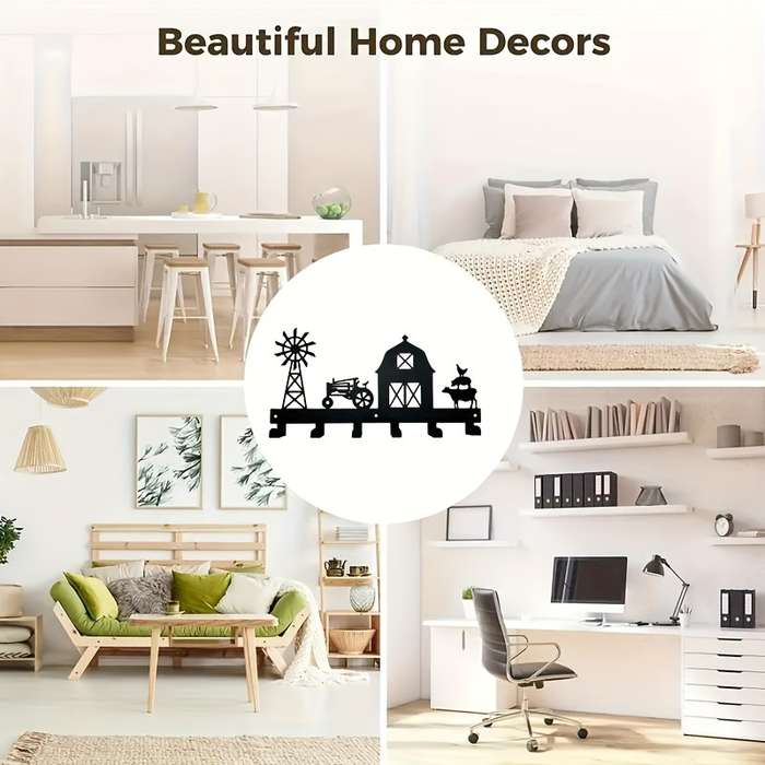 1pc Metal Wall Hanging Storage Row Rack With Hooks Durable Coat Holder For Keys Hats Household S