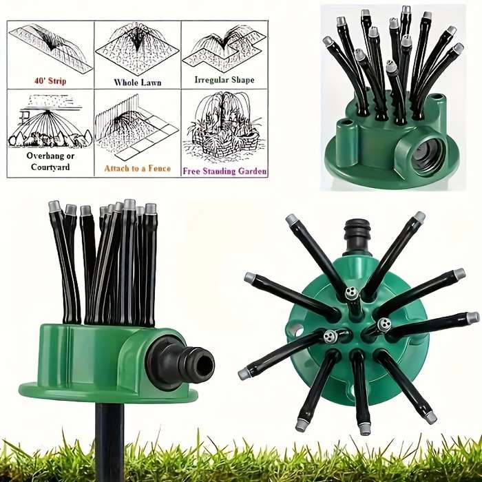 1Pc 360 Degree Automatic Multi Nozzle Sprinkler