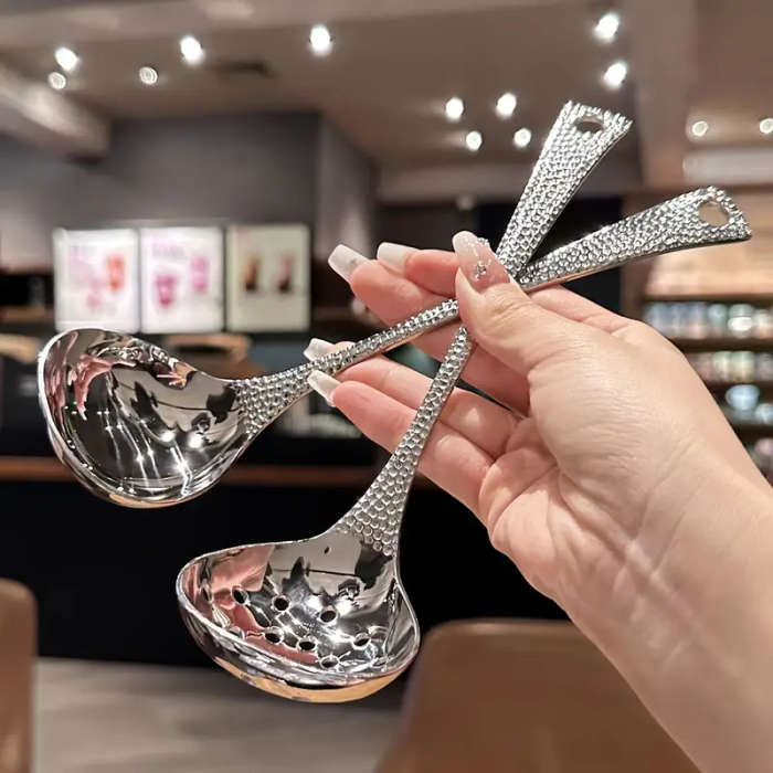2-Pack Stainless Steel Hot Pot Spoon Soup Spoon Colander