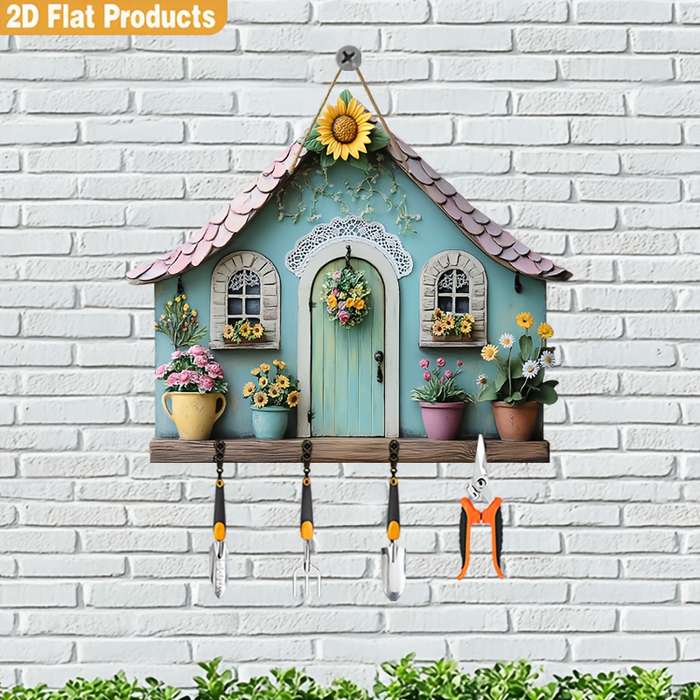 A Piece of Minimalist Colorful Wooden House Key Holder with Four Metal Hooks (30.0cm X 24.99cm) Sui