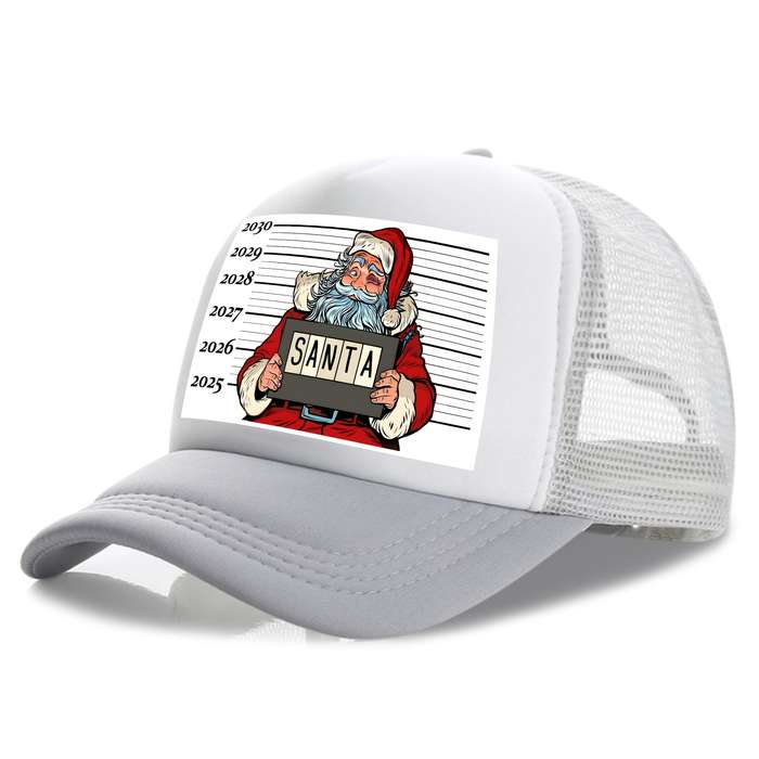 1pc Christmas Santa Print Trucker Cap for Men 100% Polyester Funky Style Woven with Hand Wash