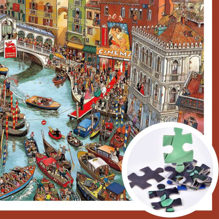 1000pcs Crowded Canal Art Puzzle for Adults Colorful Paper Jigsaw Perfect Gift for