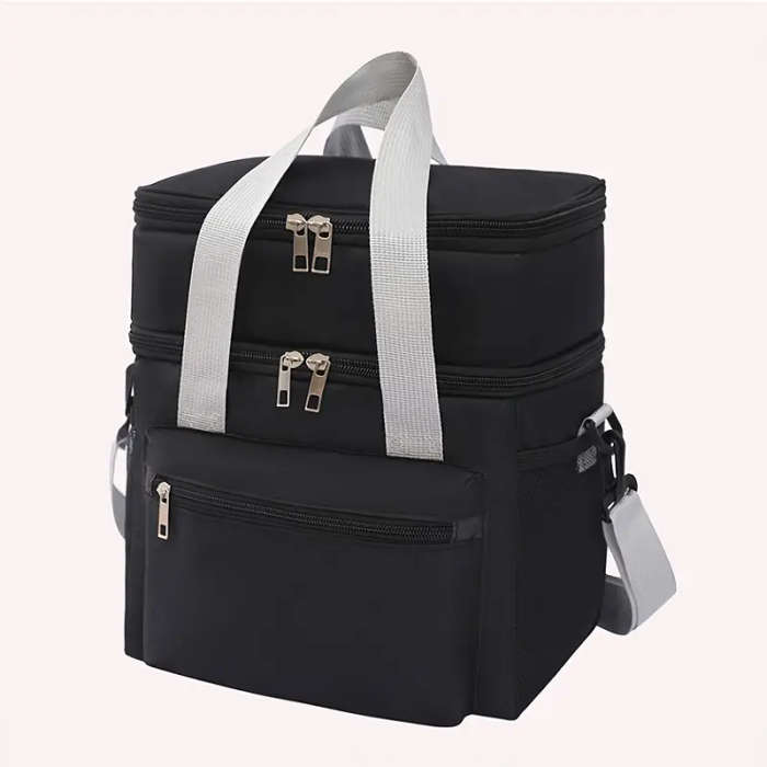 1pc Large Capacity Insulated Lunch Bag Large Capacity Insulated Lunch Bag Double Layered Adjustable
