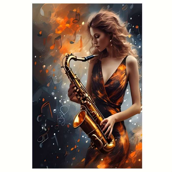 1pc  Frameless Saxophone Music Art Canvas Print 30.48x45.72 cm Vibrant Abstract Wall Decor Fe