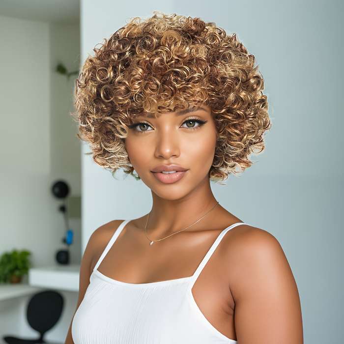 1Pc Exquisite Golden 30.48cm Fashion Design Wig