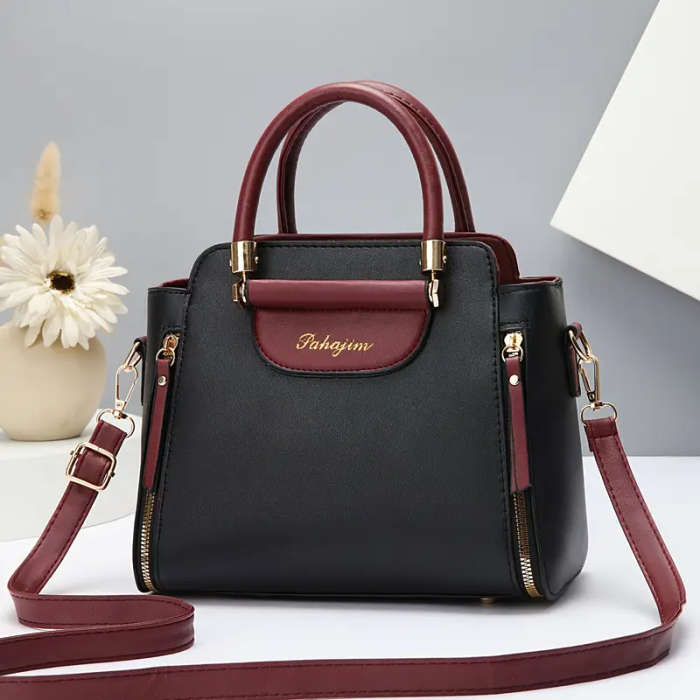 1pc Elegant Faux Leather Handbag for Women Large Capacity Shoulder Bag with Fixed Strap Solid