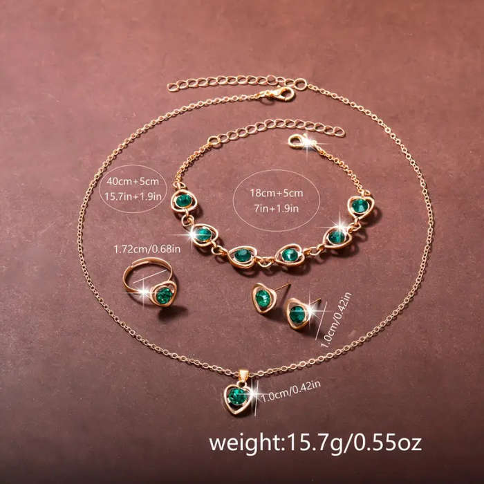 1pc Ladies Fashionable Casual Quartz Watch with Peach Shaped Dial and 5pcs Heart Necklace Earrings