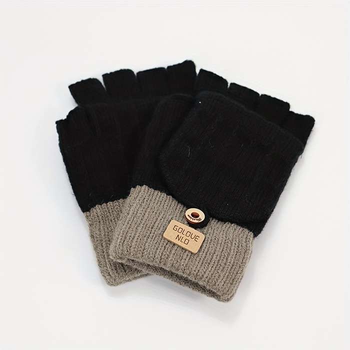 1 Pair Black Warm Gloves