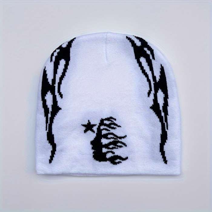 1pc Unisex Sports Skullies Beanies with Hell Star Double-Face Jacquard Design Acrylic Blend with