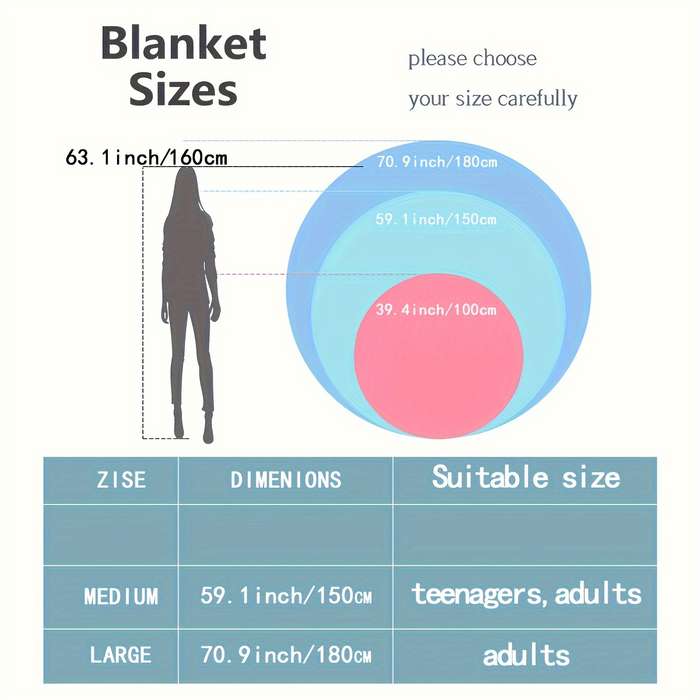 1ps Blanket Size 150Cm 60InchAd'dFree Storage Bag