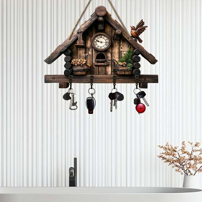 A Piece a Bird Song Small House Key Rack Minimalist Colorful Wooden And Home Key Holder with Four