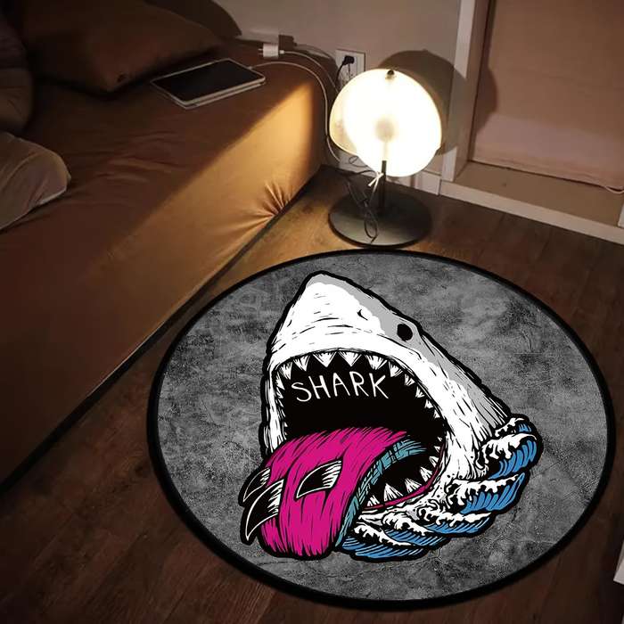 1Pc 60x60cm 23.6x23.6inch Sharks Floor Mat