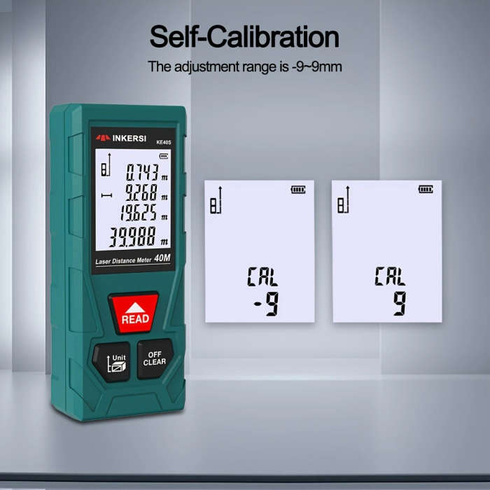 1pc Digital Laser Distance Meter 40M Range Finder with HD Backlit Display Battery Powered 4 Mw La