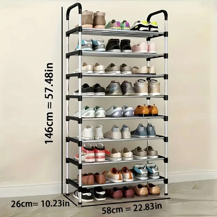 6-Tier Durable Metal Shoe Rack with Transparent Sides - Space-Saving, Freestanding Stacking De