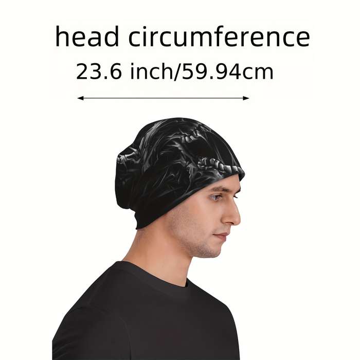 1pc Men's Gothic Skull Beanie Lightweight Windproof Polyester Hat for Spring Autumn Unique F