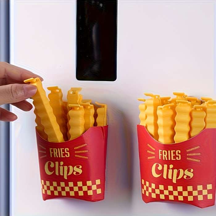 12-Pack Acrylic French Fry Shaped Bag Clips Magnetic Food Bag Sealers for Freshness Kitchen A