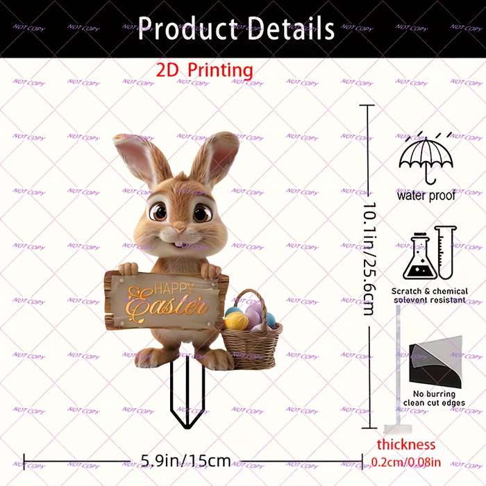 1pc 2D Flat A Cute Gray  Rabbit Welcomes The Arrival of Easter Perfect